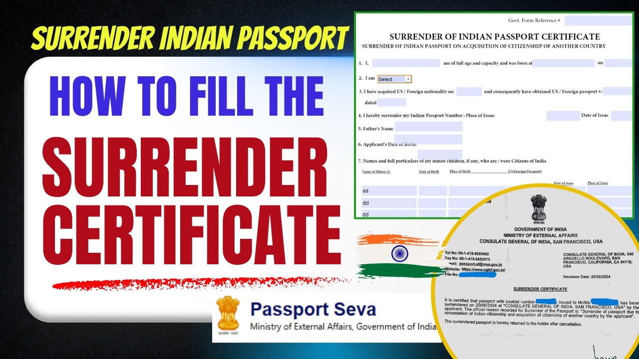 Indian Paperwork How to Fill the Surrender Certificate Form | Indian Passport ...